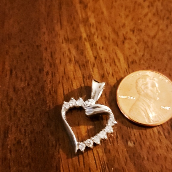 Sterling Silver CZ Heart Pendant Necklace - Picture 2 of 3
